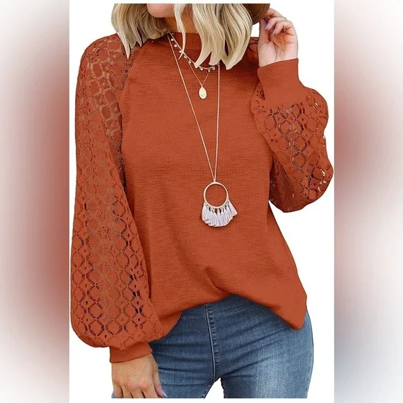 Women's Long Sleeve Lace Sleeve Top size XXL - Picture 1 of 2